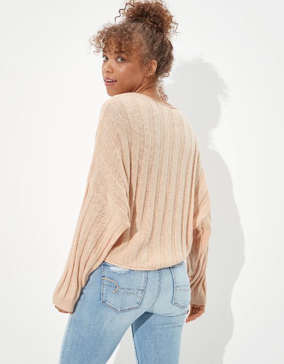 AE Lace Up V-Neck Sweater