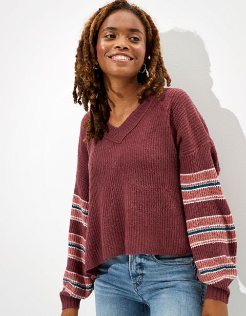 Женские свитеры American Eagle AE Dreamspun Cropped V-Neck Sweater