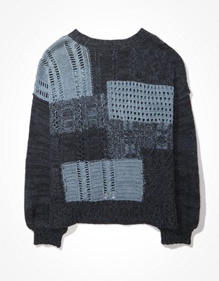 Женские свитеры American Eagle AE Denim Patchwork Crew Neck Sweater — фото 4