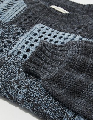 Женские свитеры American Eagle AE Denim Patchwork Crew Neck Sweater — фото 6