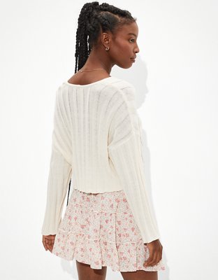 AE Cropped V-Neck Sweater