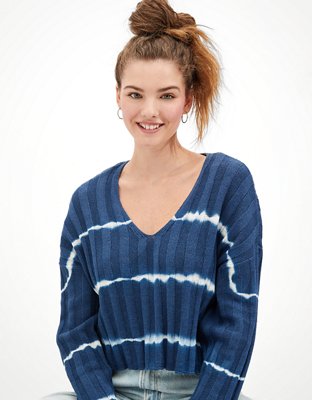 AE Tie-Dye V-Neck Sweater