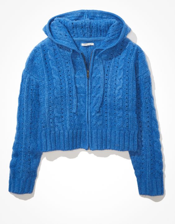 AE Mixed Stitch Zip-Up Sweater