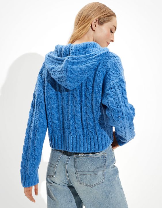 AE Mixed Stitch Zip-Up Sweater