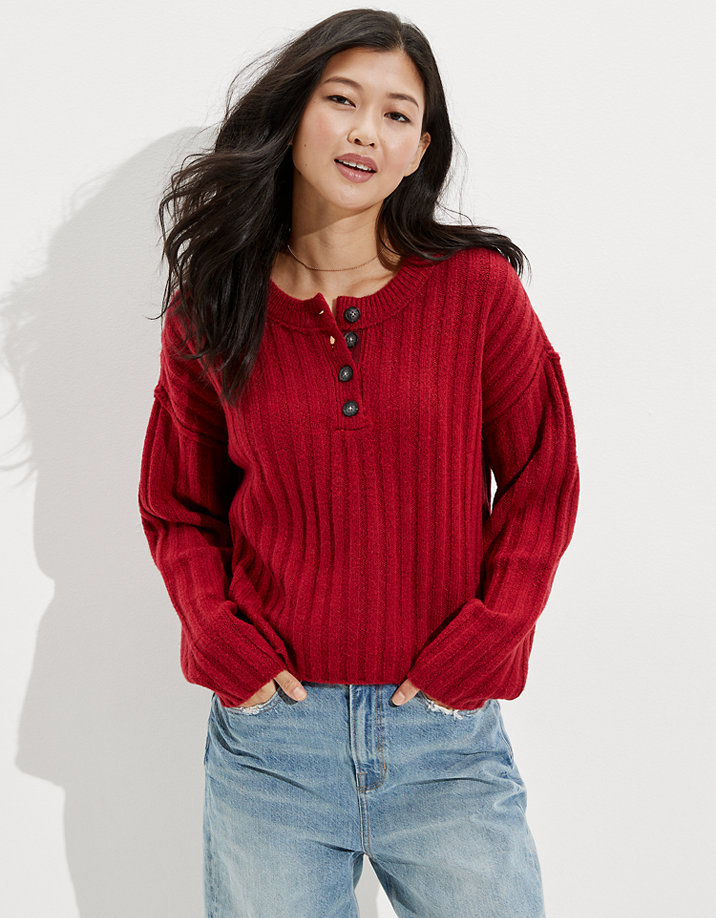 AE Ribbed Henley Sweater