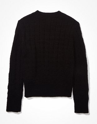 AE Suéter con cuello redondo y textura tipo waffle