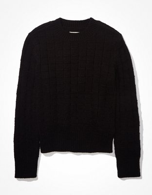 AE Suéter con cuello redondo y textura tipo waffle