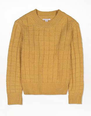 AE Suéter con cuello redondo y textura tipo waffle