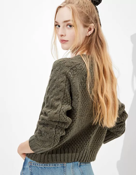 AE Chunky Cable Knit Boyfriend Sweater