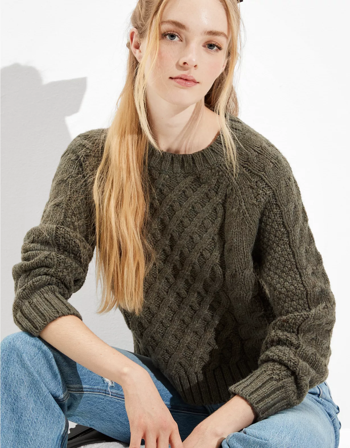 AE Chunky Cable Knit Boyfriend Sweater