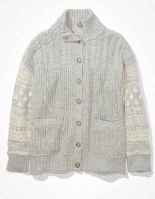 Женские кардиганы American Eagle AE Oversized Fairisle Button-Up Cardigan — фото 3