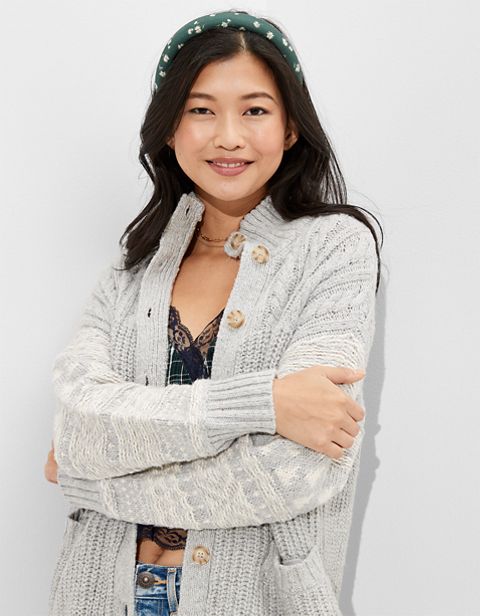 Женские кардиганы American Eagle AE Oversized Fairisle Button-Up Cardigan