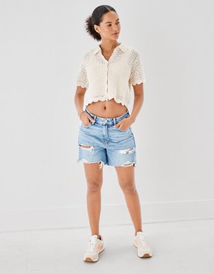 Женские рубашки American Eagle AE Crochet Polo Shirt — фото 4