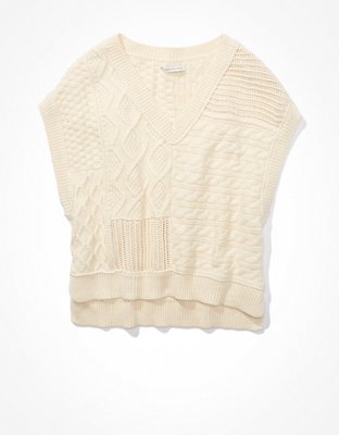 AE Oversized Patchwork Sweater Vest