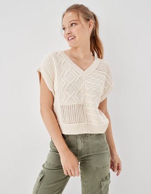 AE Oversized Patchwork Sweater Vest