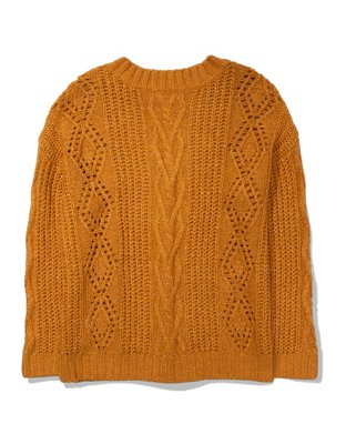 AE Oversized V-Neck Cable Knit Sweater