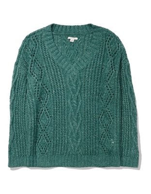 AE Oversized V-Neck Cable Knit Sweater