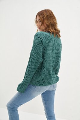 AE Oversized V-Neck Cable Knit Sweater