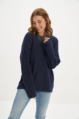 AE Oversized V Neck Cable Knit Sweater