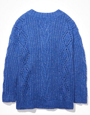 AE Oversized V-Neck Cable Knit Sweater