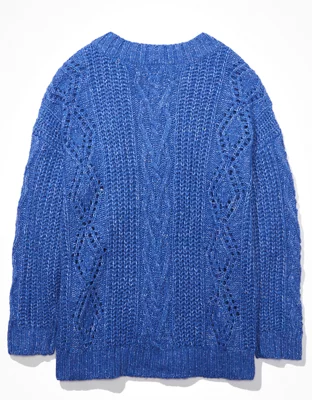 AE Oversized VNeck Cable Knit Sweater