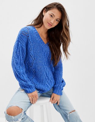 Aerie oversized outlet cable turtleneck