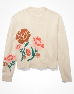 AE Cropped Floral Sweater