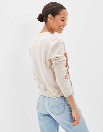 AE Cropped Floral Sweater