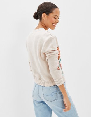 AE Cropped Floral Sweater