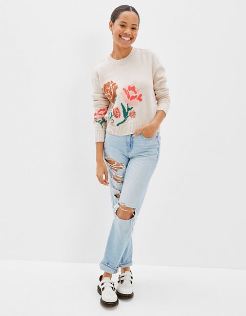 Женские свитеры American Eagle AE Cropped Floral Sweater