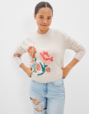 AE Cropped Floral Sweater