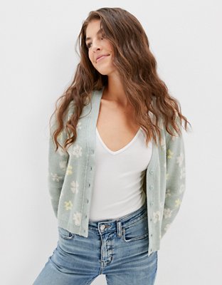 Женские кардиганы American Eagle AE Cropped Flower Cardigan — фото 2