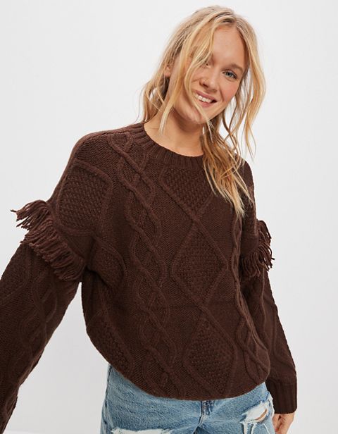 Женские свитеры American Eagle AE Fringe Sleeve Sweater