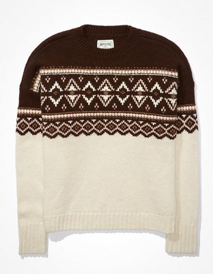 AE Suéter con cuello redondo y motivo Fair Isle