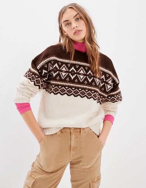 Женские свитеры American Eagle AE Fair Isle Crew Neck Sweater