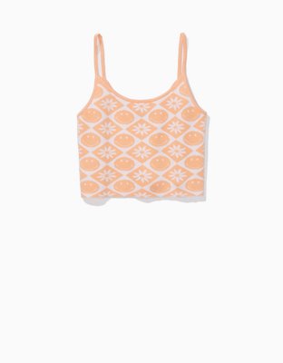 AE Cropped Lace Trim V-Neck Tank Top