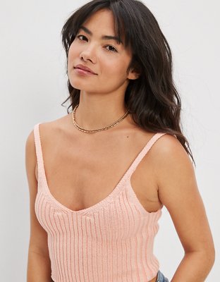 Aerie High Neck Ribbed Tank Top