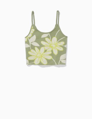 AE Cropped Floral Sweater Tank Top