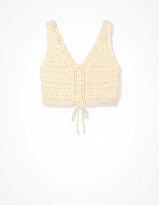 AE Cropped Lace-Up Knit Tank Top