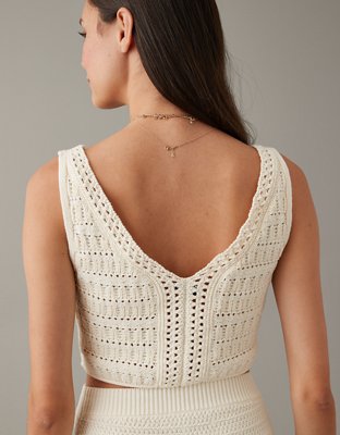 AE Cropped Lace-Up Knit Tank Top