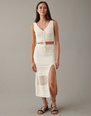 AE Cropped Lace-Up Knit Tank Top