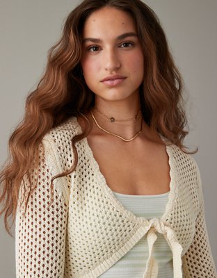 Cropped tie outlet sweater