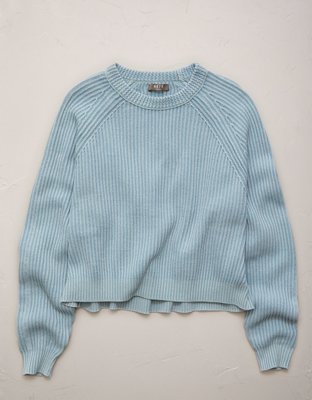 Женский свитер American Eagle AE77 Shaker Stitch Raglan, цвет: Синий — фото 3
