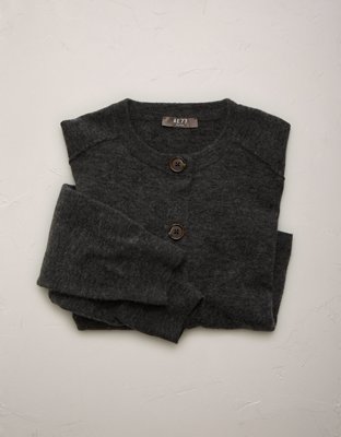 AE77 Cashmere-Blend Button-Up Cardigan Sweater