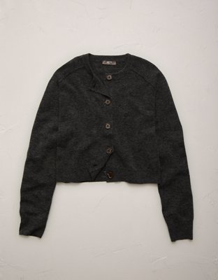 AE77 Cashmere-Blend Button-Up Cardigan Sweater