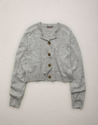 AE77 Cashmere-Blend Button-Up Cardigan Sweater