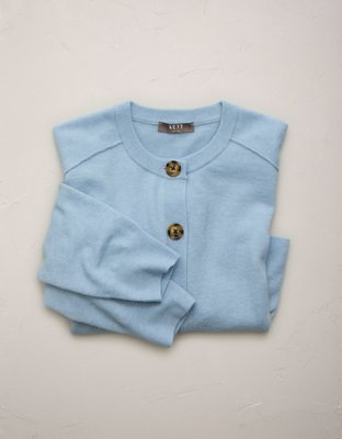 AE77 Cashmere-Blend Button-Up Cardigan Sweater
