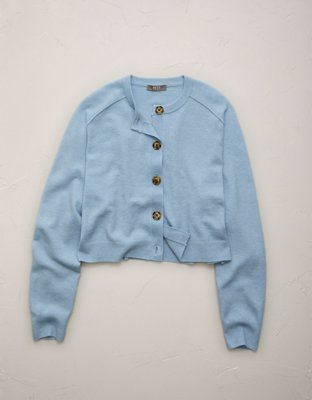 AE77 Cashmere-Blend Button-Up Cardigan Sweater