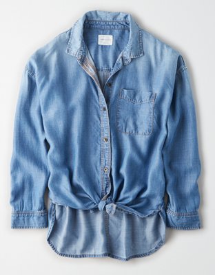 AE Oversized Denim Button-Up Shirt
