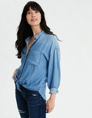 Women's Denim Shirts, Oversized & Button-Down